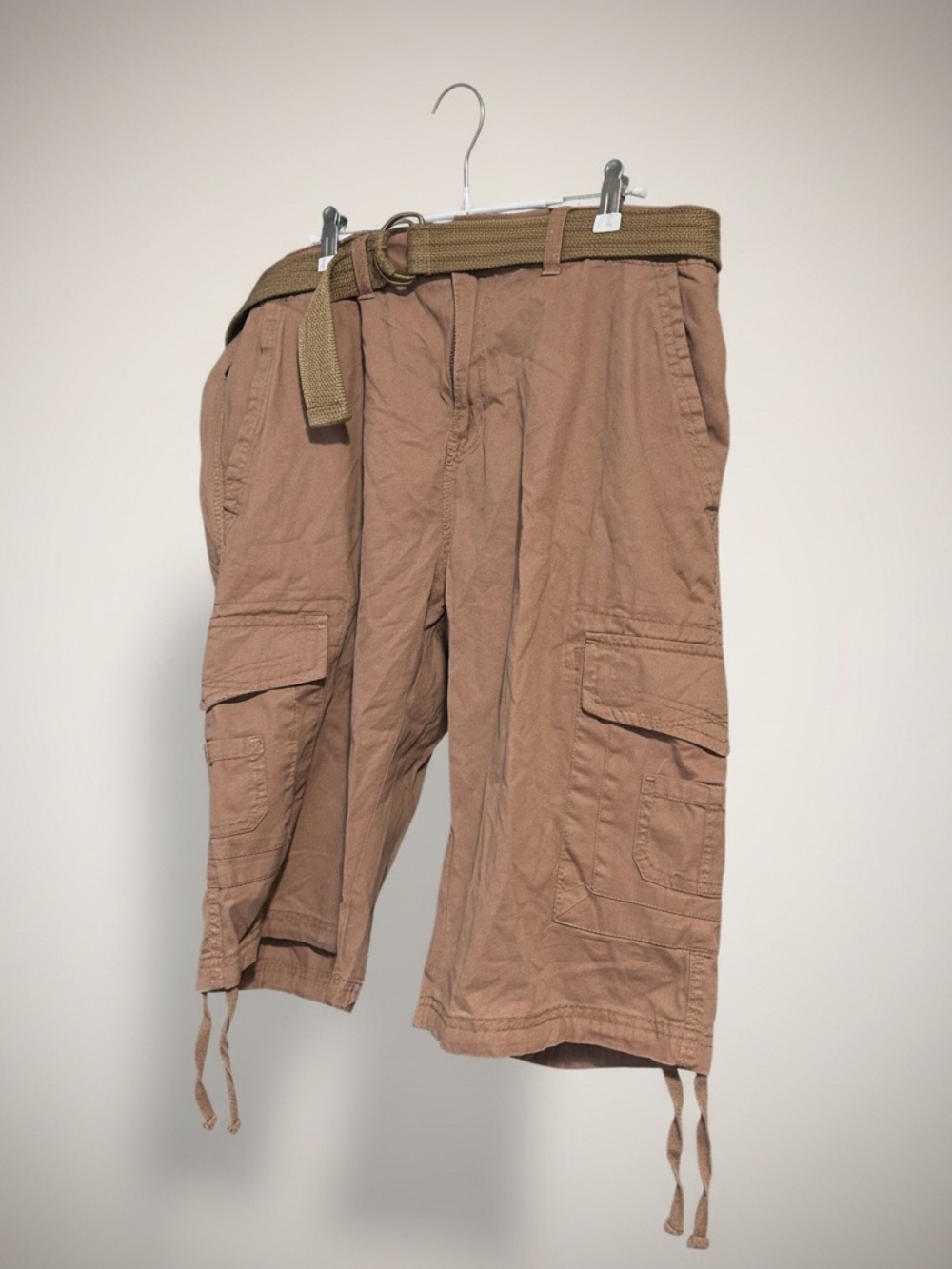 Ring of Fire Brown/Tan Cargo Capris with Utility Pockets & Web Belt